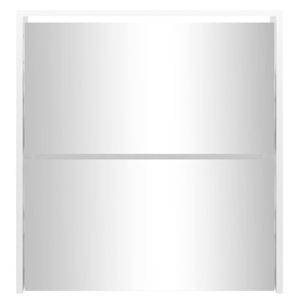 Scarpiera con Specchio a 2 Livelli-Mobile per scarpe Bianco lucido 63x17x67 cm