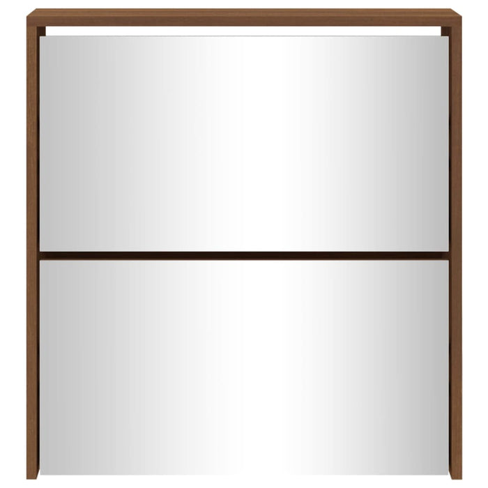 Scarpiera con Specchio a 2 Livelli Rovere marrone 63x17x67 cm 342634
