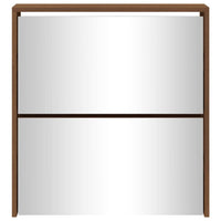Scarpiera con Specchio a 2 Livelli Rovere marrone 63x17x67 cm