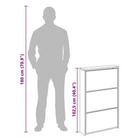 Scarpiera con Specchio a 3 Livelli Rovere fumo 63x17x102,5 cm 342638