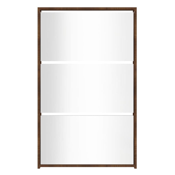 Scarpiera con Specchio a 3 Livelli Rovere marrone 63x17x102,5cm