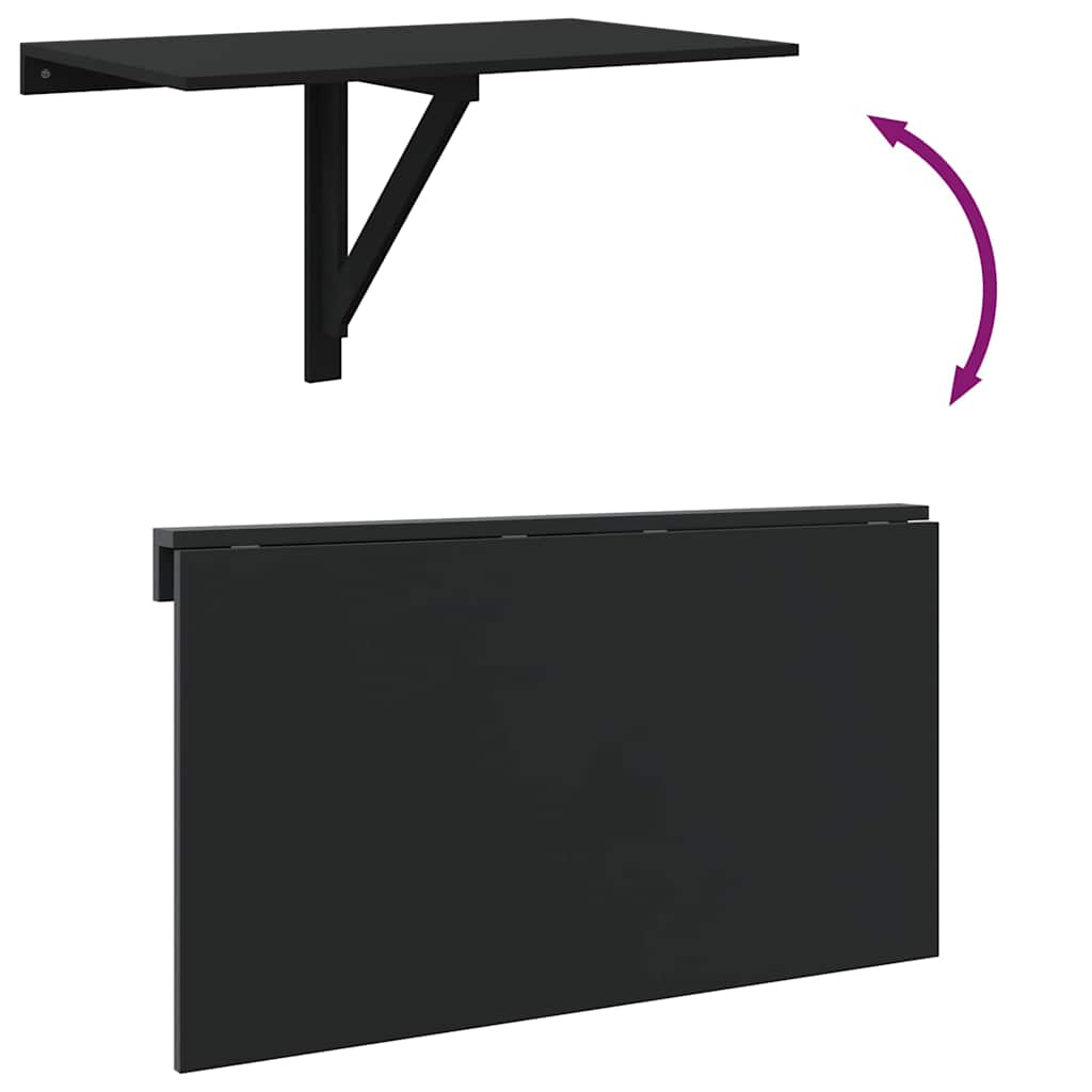 Tavolino da Parete Pieghevole Nero 110x38x75 cm in Multistrato 342647