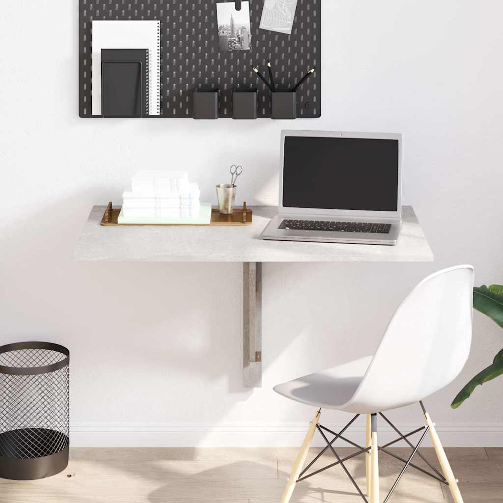 Tavolino Muro Pieghevole Grigio Cemento 100x60x56cm Multistrato 342648