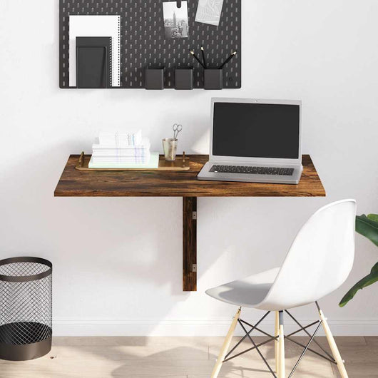 Tavolino-Tavolino da soggiorno-Tavolo Parete Pieghevole Rovere Fumo 100x60x56 cm Multistrato