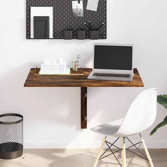 Tavolino-Tavolino da soggiorno-Tavolo Parete Pieghevole Rovere Fumo 100x60x56 cm Multistrato