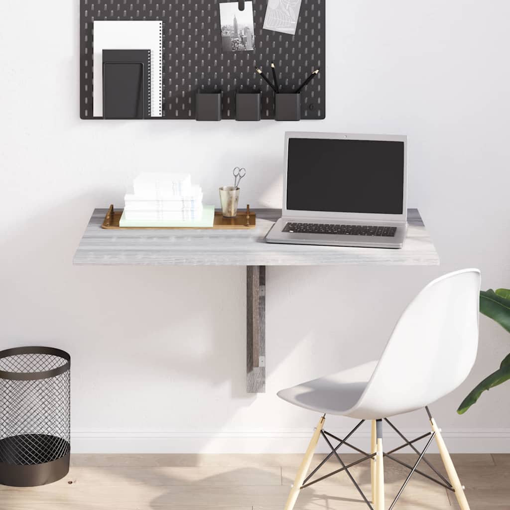 Tavolino-Tavolino da soggiorno-Tavolo Muro Pieghevole Grigio Sonoma 100x60x56 cm Multistrato