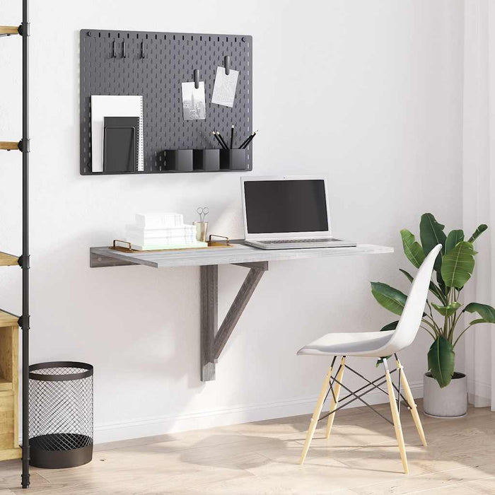 Tavolino-Tavolino da soggiorno-Tavolo Muro Pieghevole Grigio Sonoma 100x60x56 cm Multistrato