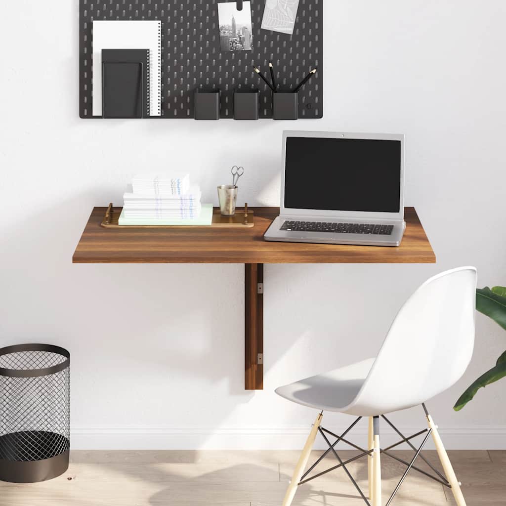 Tavolino Muro Pieghevole Rovere Marrone 100x60x56cm Multistratocod mxl 71489