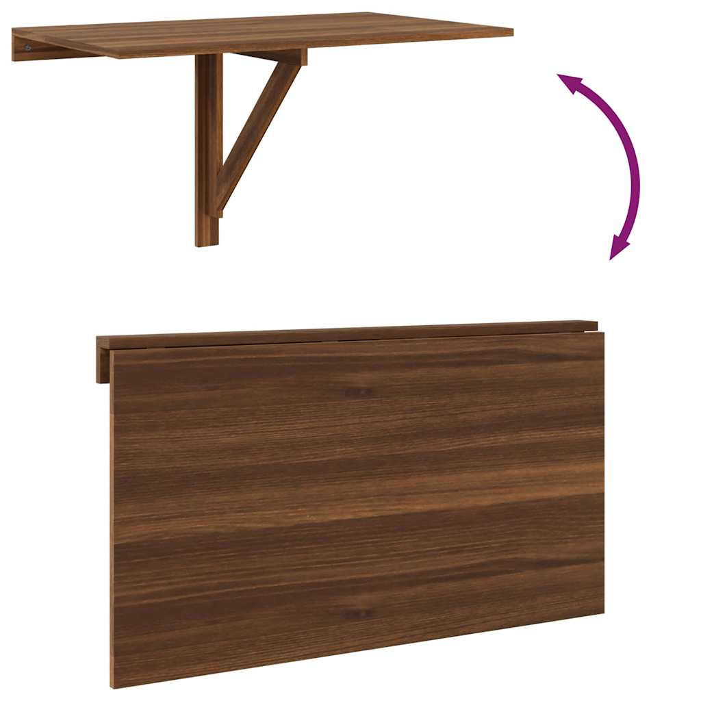 Tavolino-Tavolino da soggiorno-Tavolo Muro Pieghevole Rovere Marrone 100x60x56cm Multistrato