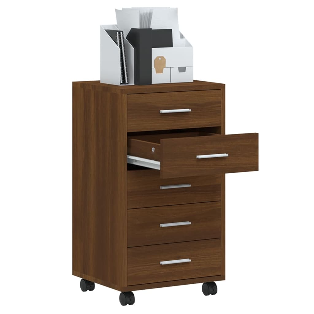 Cassettiera con Ruote rovere marrone in Legno Multistrato cod mxl 44440