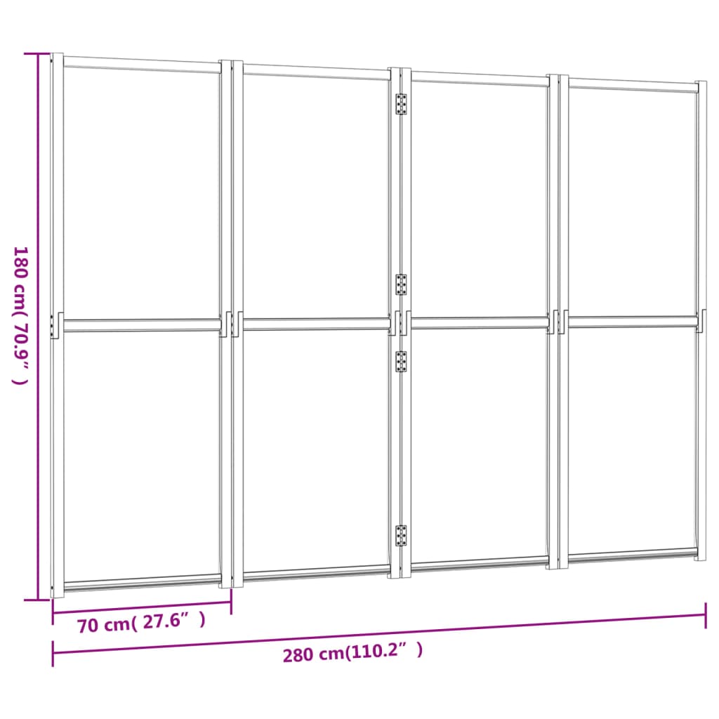 Paravento a 4 Pannelli Nero 280x180 cm cod mxl 77300