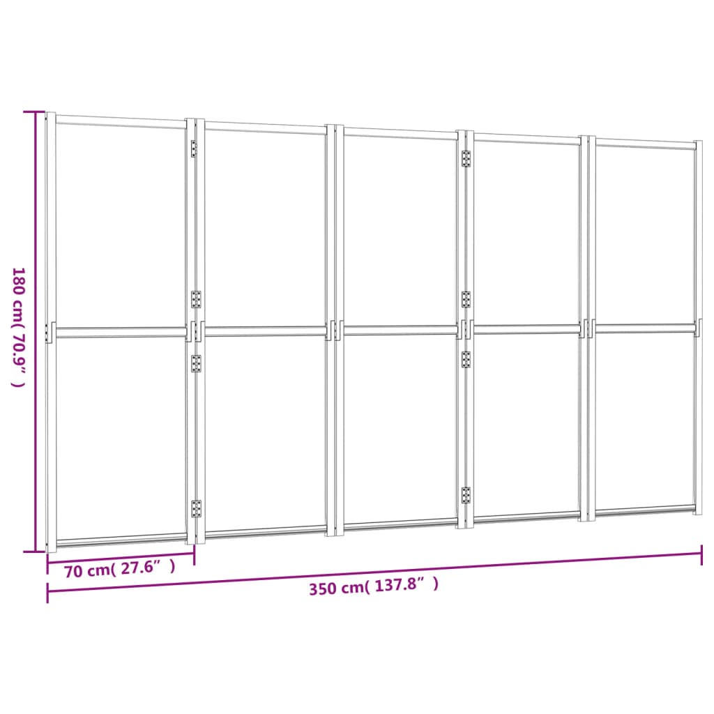 Paravento a 5 Pannelli Nero 350x180 cm cod mxl 77329