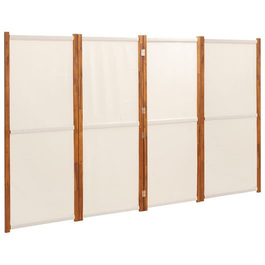 Divisorio a 4 Pannelli-Set di 4 pannelli Paravento Bianco Crema 280x180 cm