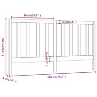 Testiera per Letto 186x4x100 cm in Legno Massello di Pino