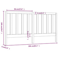 Testiera per Letto-Testata-Testiera Decorativa Nera 206x4x100 cm in Legno Massello di Pino 421359