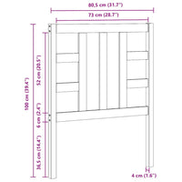 Testiera per Letto Bianca 81x4x100 cm in Legno Massello di Pino 817816