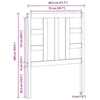 Testiera per Letto Nera 81x4x100 cm in Legno Massello di Pino 817819