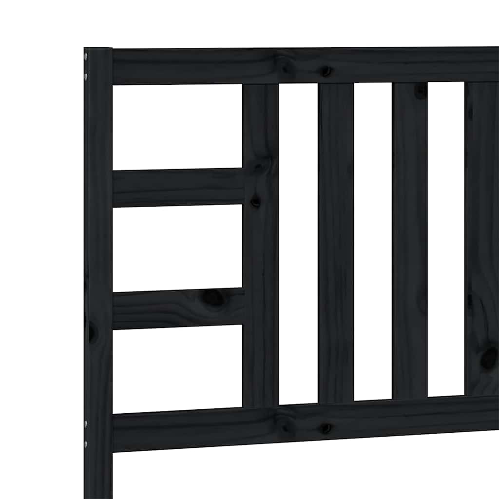Testiera per Letto Nera 96x4x100 cm in Legno Massello di Pino 817824