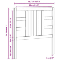 Testiera per Letto Nera 96x4x100 cm in Legno Massello di Pino 817824