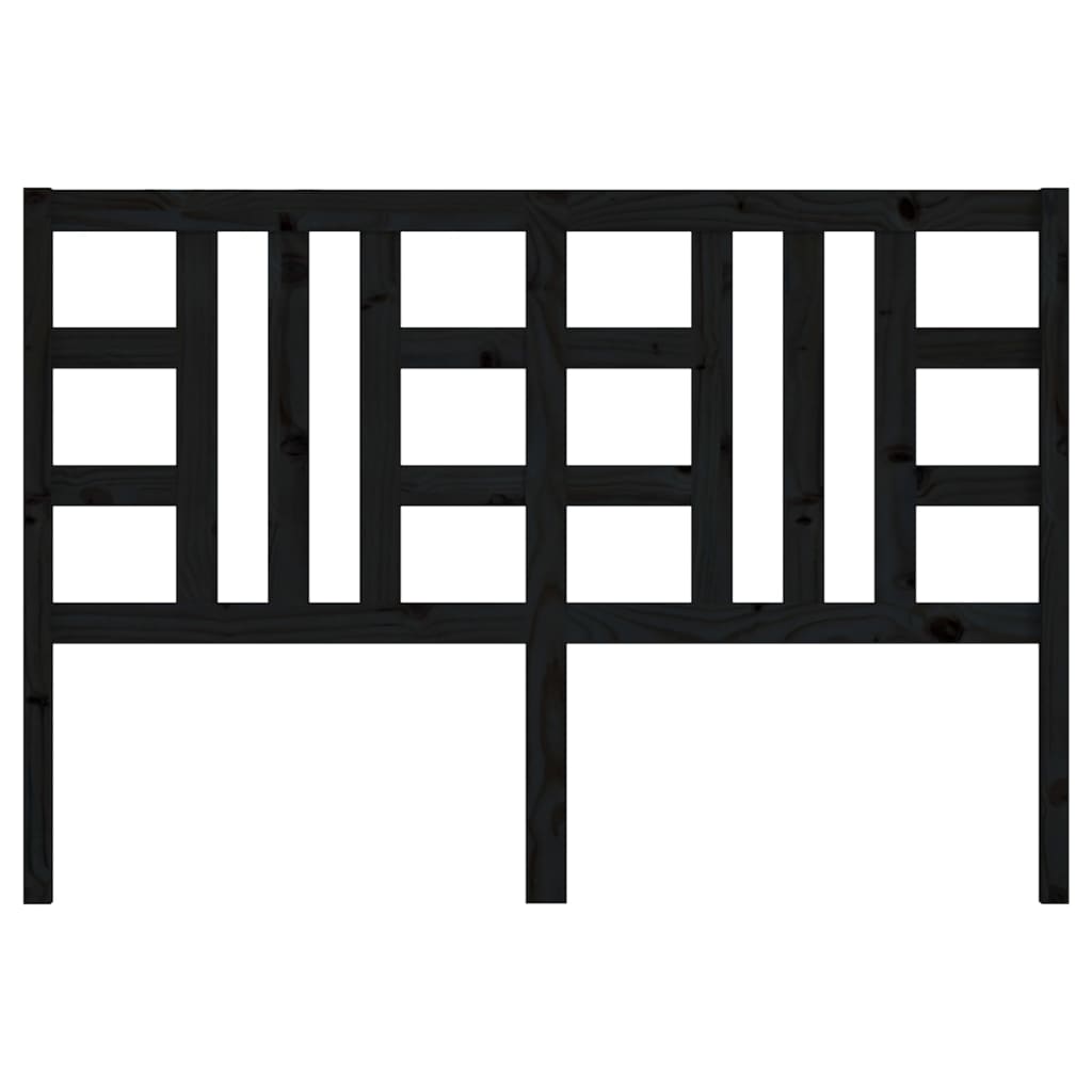 Testiera per Letto Nera 126x4x100 cm in Legno Massello di Pino 817834