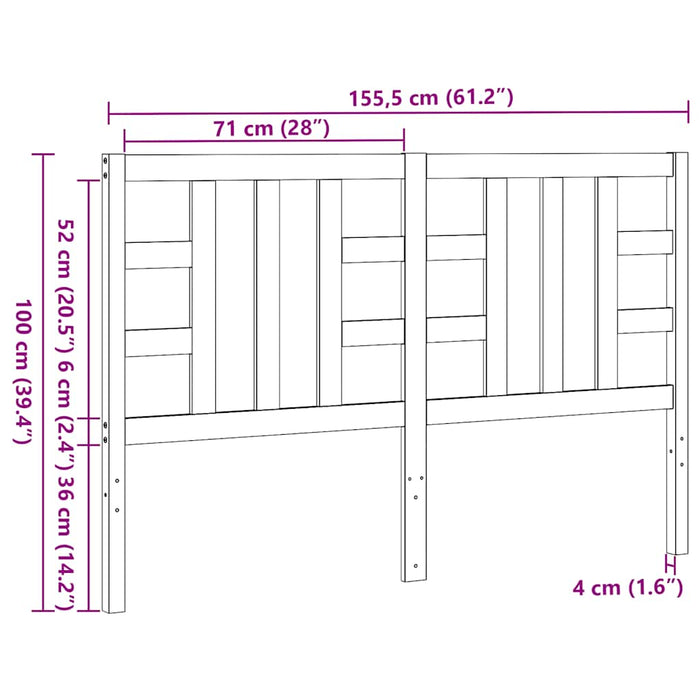 Testiera per Letto-Testata-Testiera Decorativa Bianca 156x4x100 cm Legno Massello di Pino