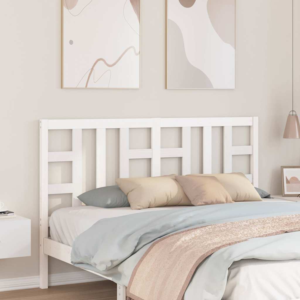 Testiera per Letto Bianca 156x4x100 cm Legno Massello di Pino 817846