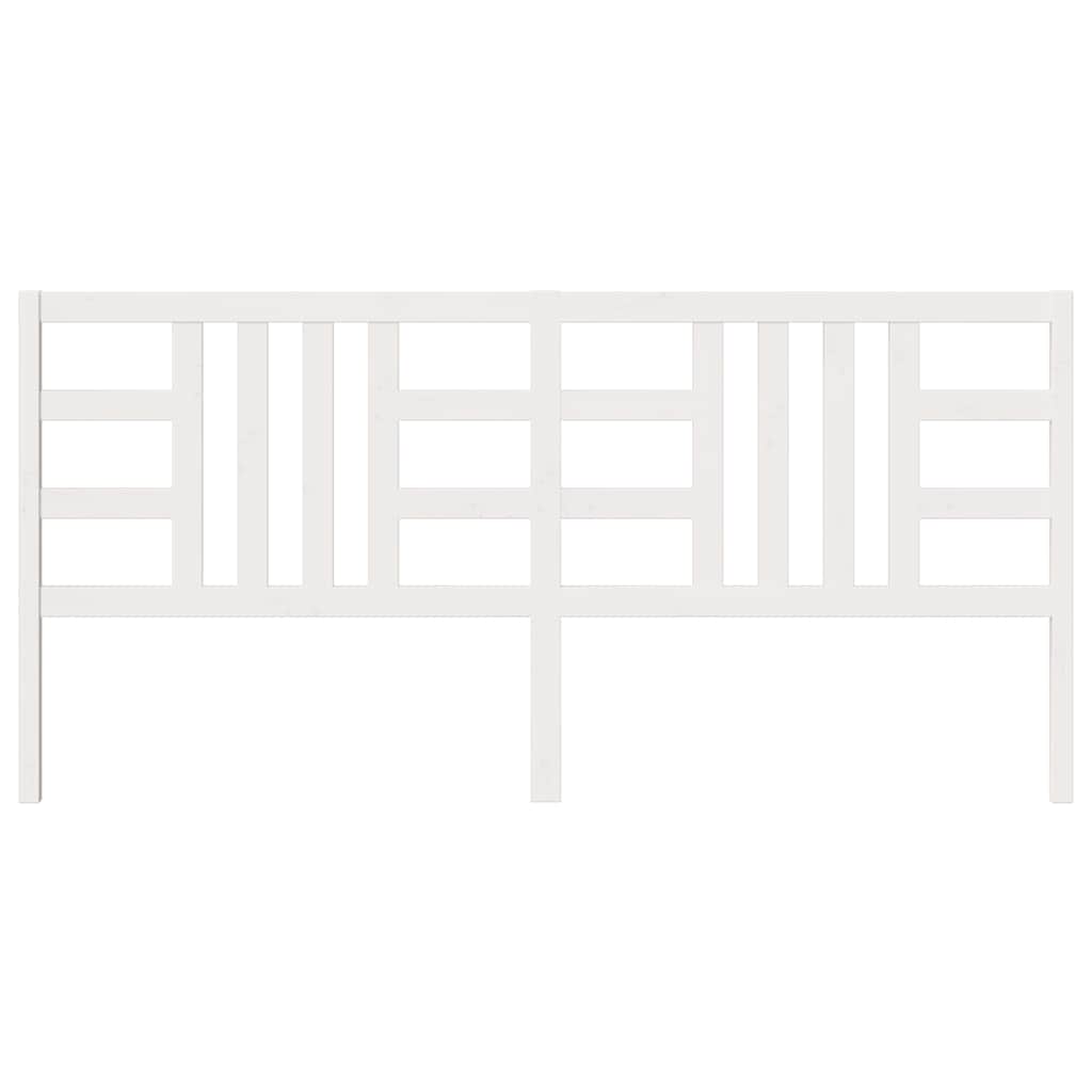 Testiera per Letto Bianca 206x4x100cm in Legno Massello di Pino 817861