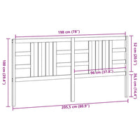 Testiera per Letto Bianca 206x4x100cm in Legno Massello di Pino 817861
