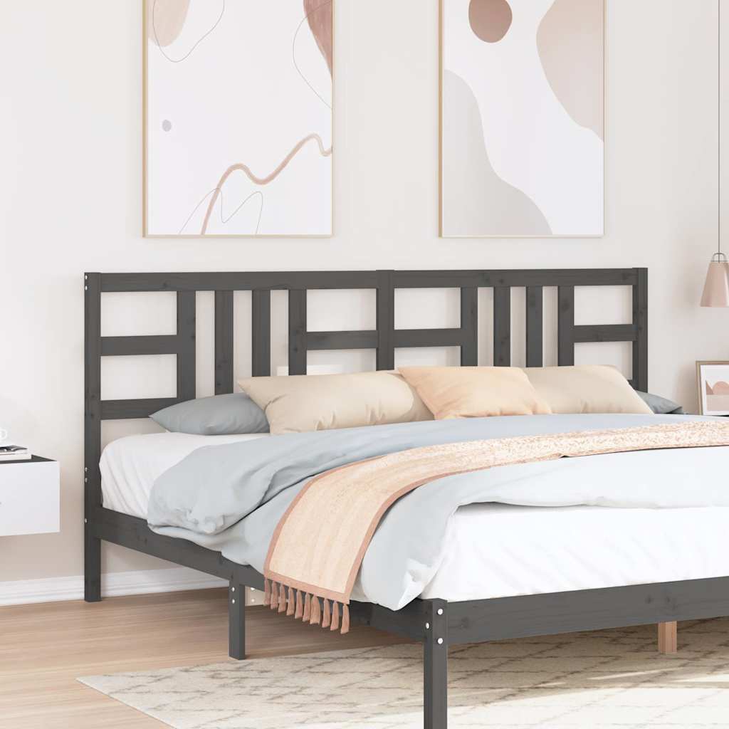 Testiera per Letto-Testata-Testiera Decorativa Grigia 206x4x100cm in Legno Massello di Pino 453420