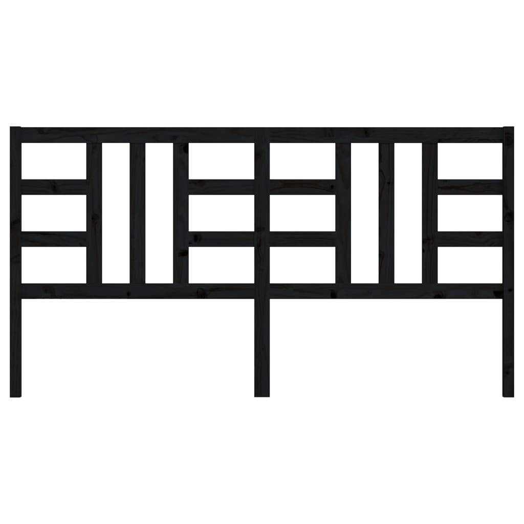 Testiera per Letto Nera 206x4x100 cm in Legno Massello di Pino