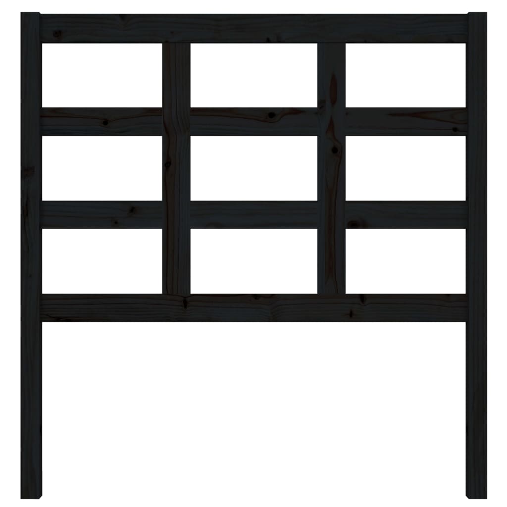 Testiera per Letto Nera 95,5x4x100 cm in Legno Massello di Pino 817874