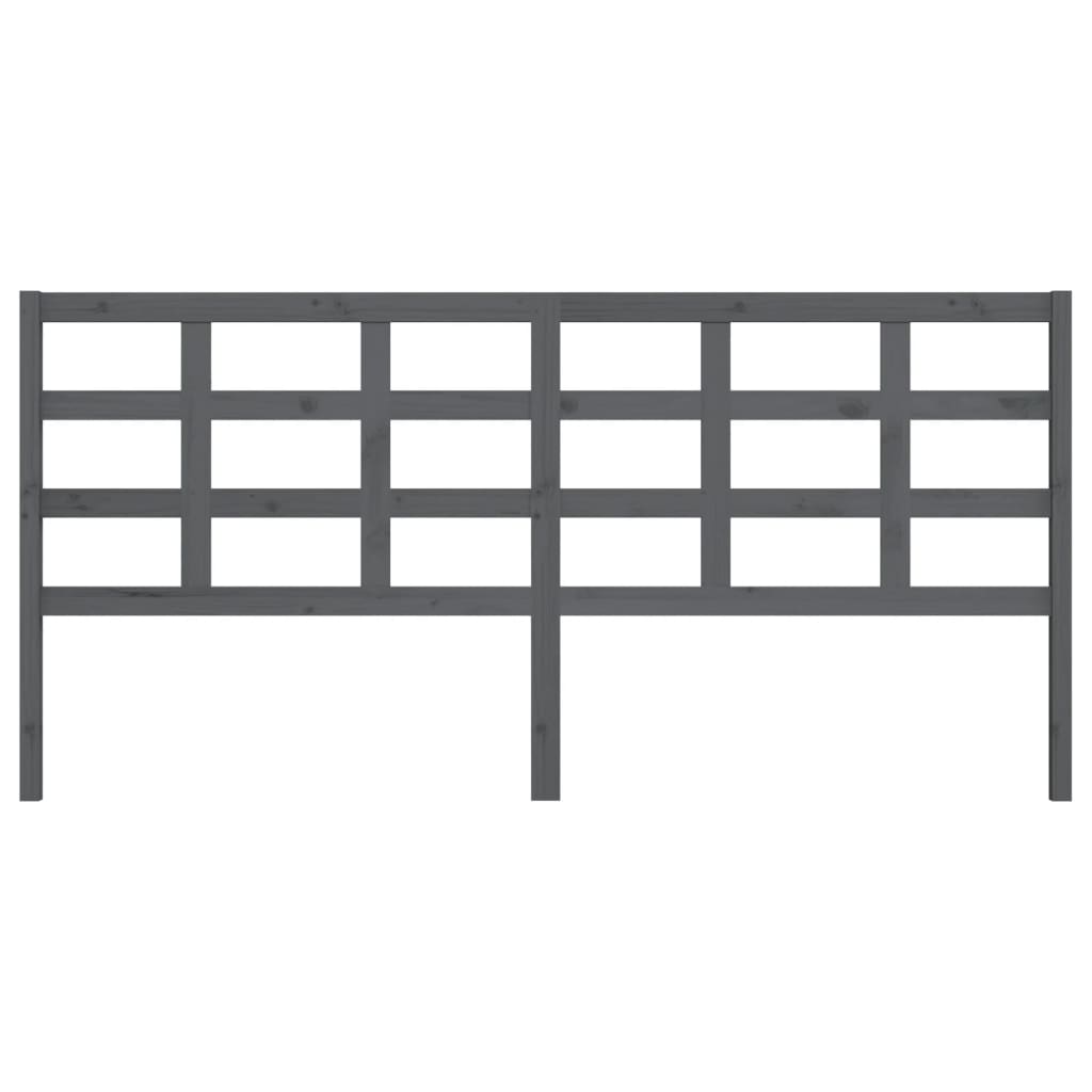 Testiera per Letto Grigia 205,5x4x100 cm Legno Massello di Pino 817912