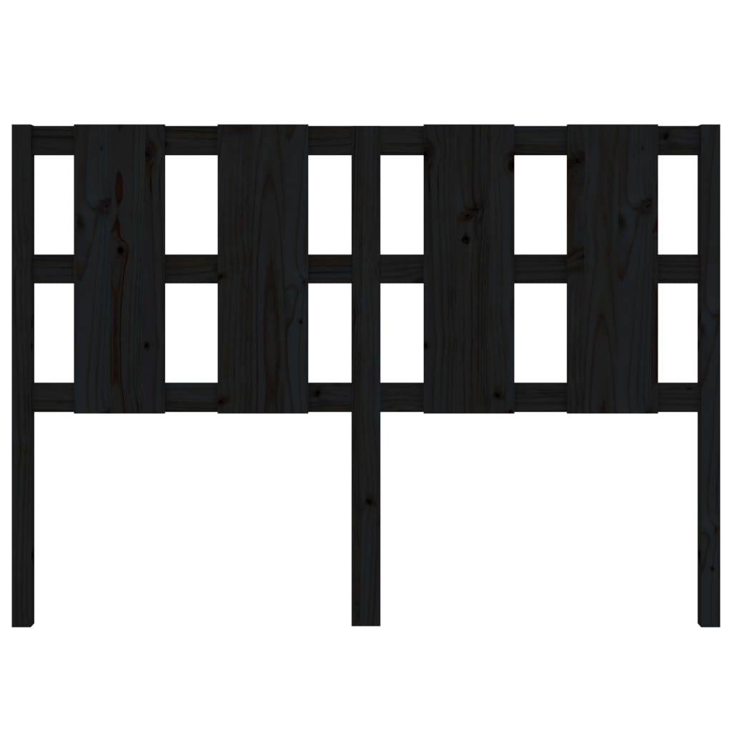 Testiera per Letto Nera 125,5x4x100cm in Legno Massello di Pino