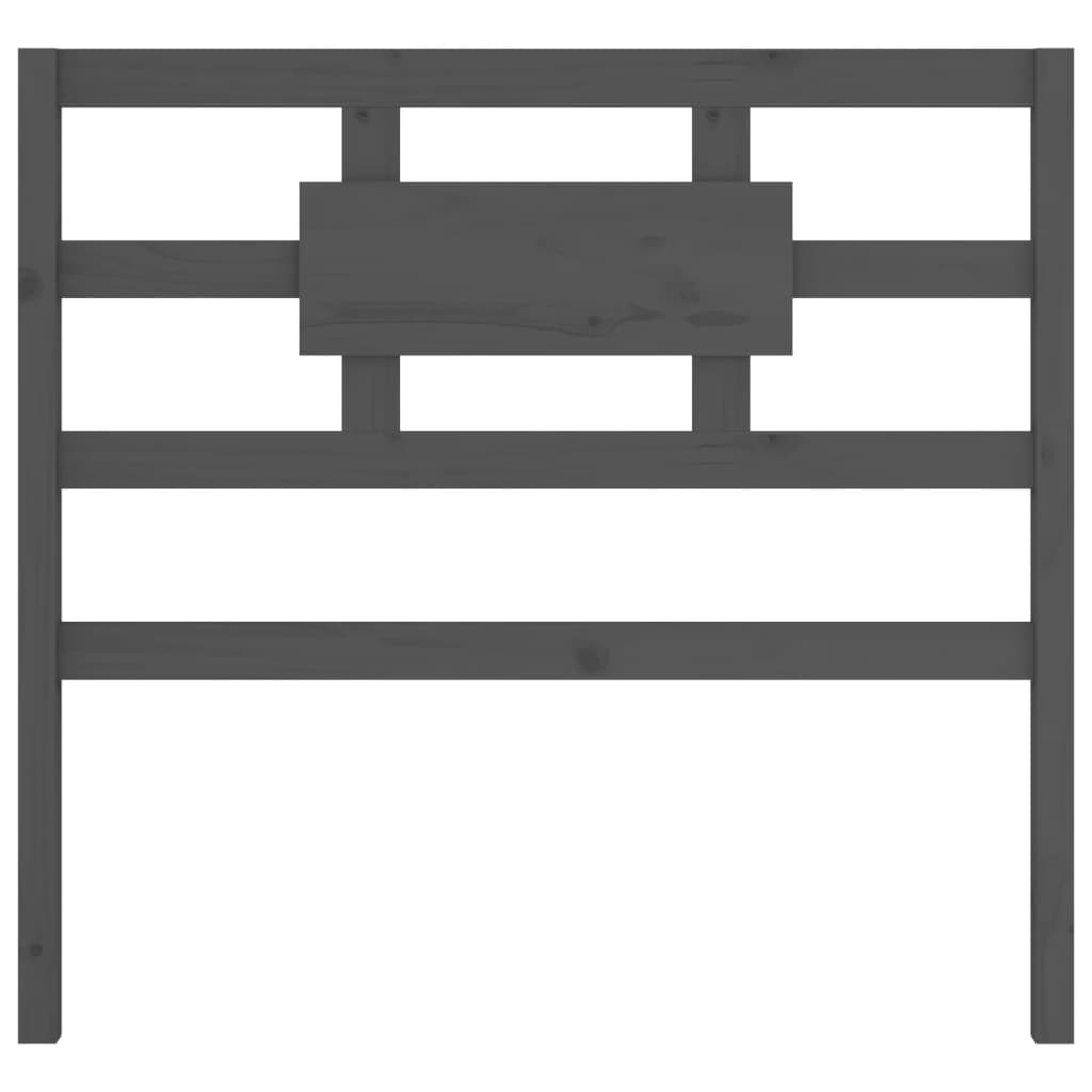 Testiera Letto Grigia 80,5x4x100 cm in Legno Massello di Pino 818017