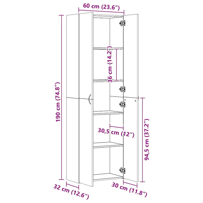 Armadio per Ufficio Grigio Sonoma 60x32x190cm Legno Multistrato cod mxl 68850