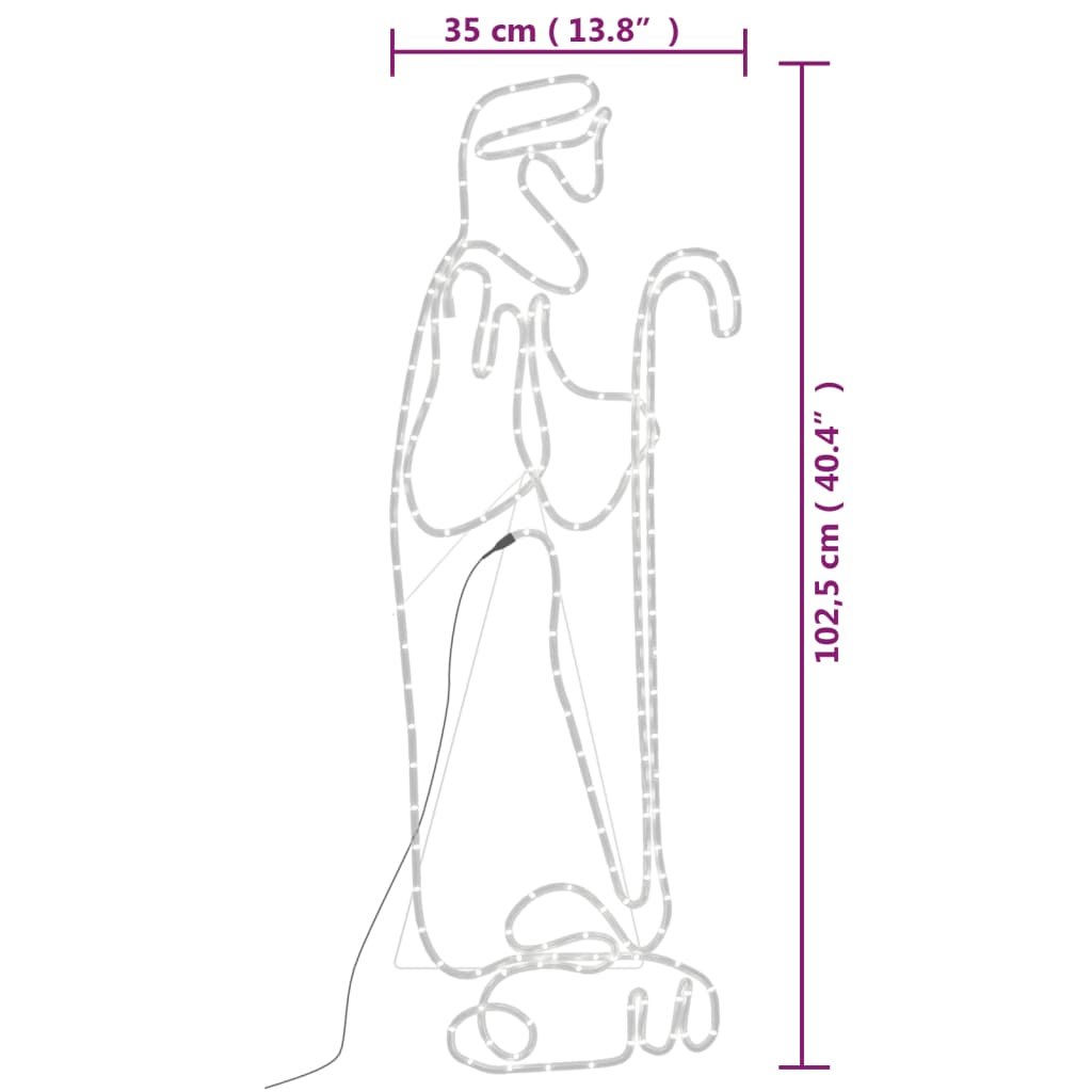 Figura Natalizia di Pastore e Agnello con 168 LED 102,5x35 cm