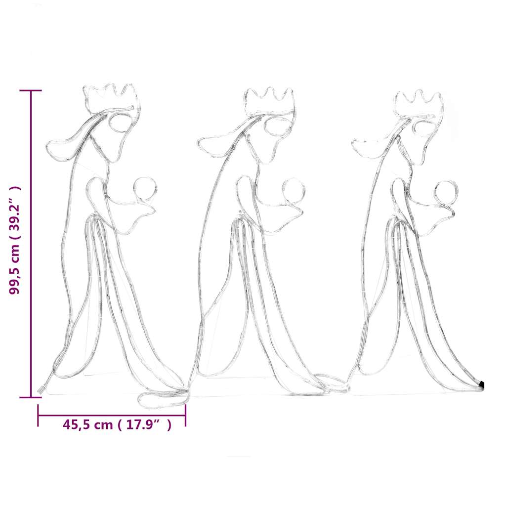 Figura Natalizia dei Tre Re Magi con 504 LED 99,5x45,5 cm 343285