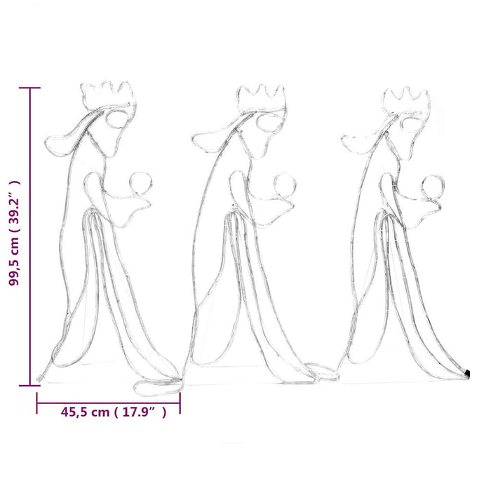 Figura Natalizia dei Tre Re Magi con 504 LED 99,5x45,5 cm 343285