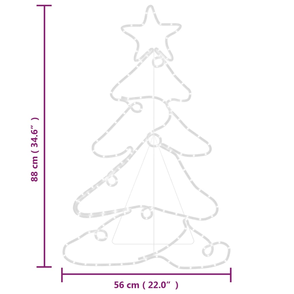 Figura Albero di Natale con 144 LED-Luci decorative natalizie 88x56 cm