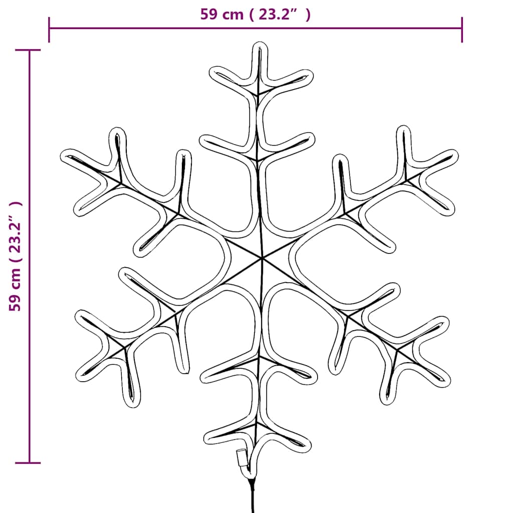 Figura Natalizia Fiocco di Neve 144 LED Bianco Caldo 59x59 cm 343295