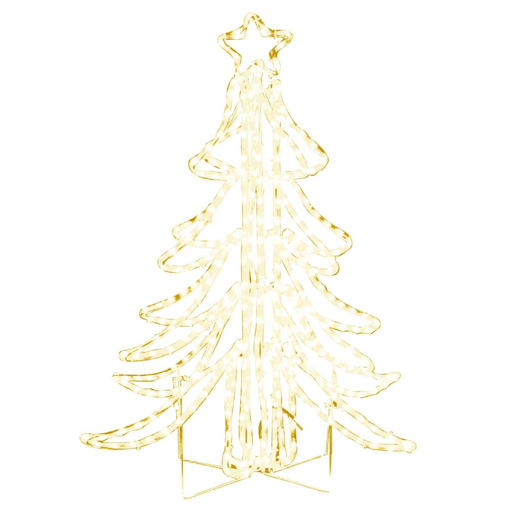 Figura Albero Natale Pieghevole con LED Bianco Caldo 87x87x93cm