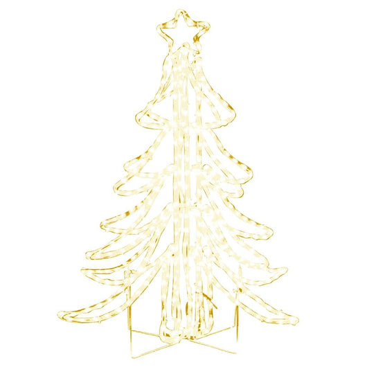 Figura Albero Natale Pieghevole con LED Bianco Caldo 87x87x93cm