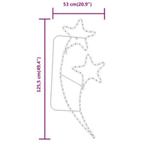 Stringhe Luci a Forma di Stella 2pz Bianco Caldo 125,5x53x4,5cm 343318