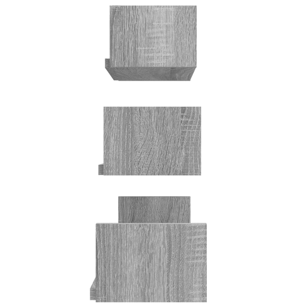 Mensole Espositive a Parete 3pz Grigio Sonoma Legno Multistrato 815262