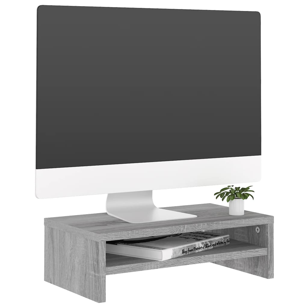 Supporto per Monitor Grigio Sonoma 42x24x13cm Legno Multistrato 815268