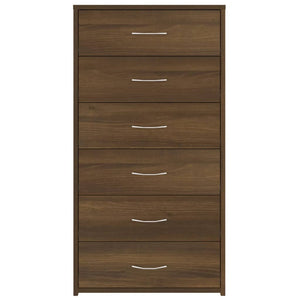 Credenza 6 Cassetti Rovere Marrone 50x34x96cm Legno Multistrato 815365
