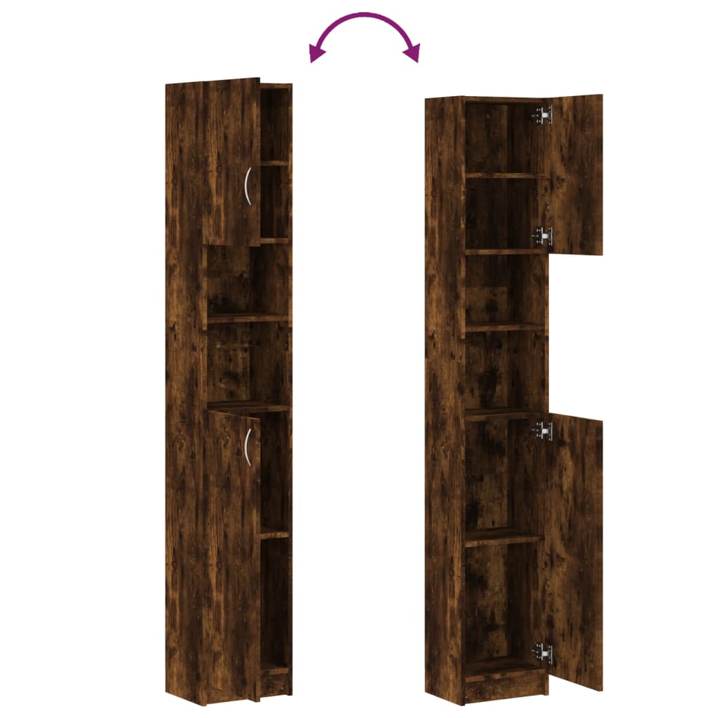 Armadietto Bagno Rovere Fumo 32x25,5x190 cm Legno Multistrato 815537