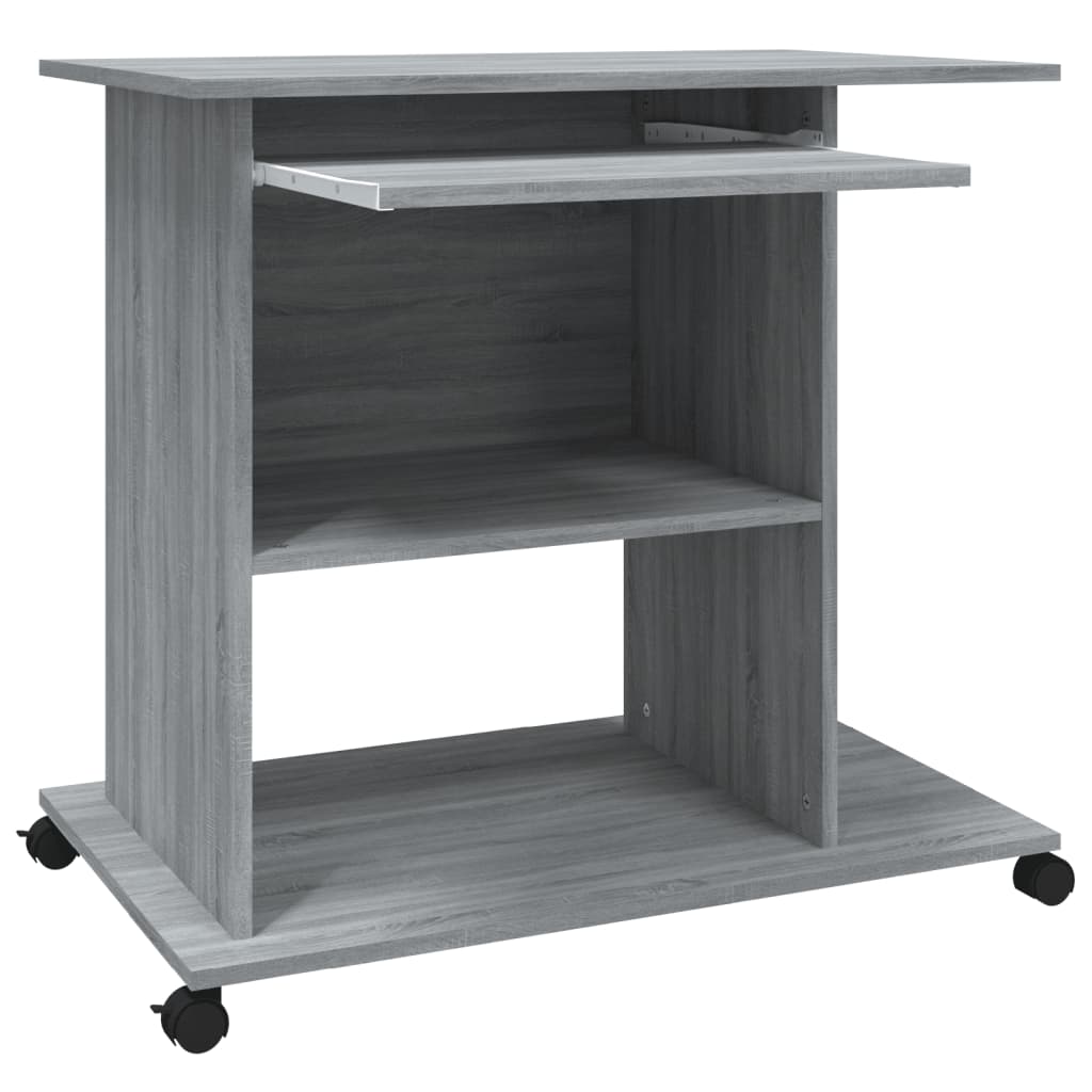 Scrivania Computer Grigio Sonoma 80x50x75 cm Legno Multistrato