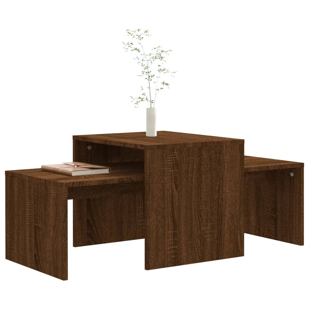 Set di Tavolini Rovere Marrone 100x48x40 cm Legno Multistrato cod mxl 9100