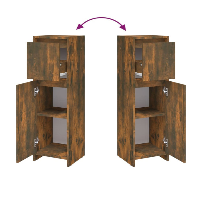 Armadietto Bagno Rovere Fumo 30x30x95 cm in Legno Multistrato 815552